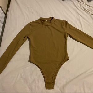 Brown Long Sleeve Mock Neck Bodysuit